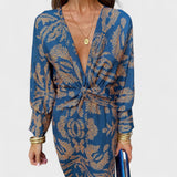 Весна - Миди рокля с V-образно деколте