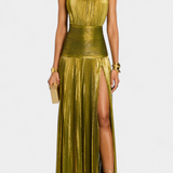 Металик рокля с отворен гръб и висок разрез Бояна Халтер