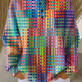 Роза | Суитър с цветен каре дизайн