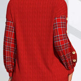 Ида | Червена плетена с ръкави на каре