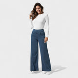 Штефания - Дънкови панталони с широк крачол