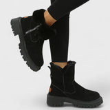 Mилена – Топли дамски боти с пух и страничен цип