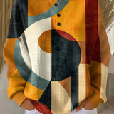 Лерке | Пуловер тип вафла с геометричен модел