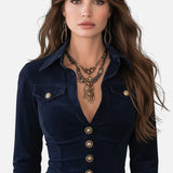 Калина™ – Макси велурена рокля с колан