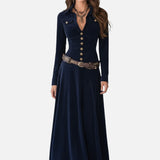 Калина™ – Макси велурена рокля с колан