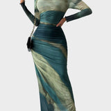 Торина – Дълга удобна рокля с десен