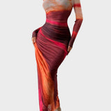 Торина – Дълга удобна рокля с десен