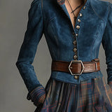 Снежана | Макси рокля от син велур