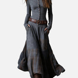 Калина™ – Макси велурена рокля с колан