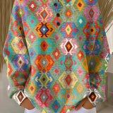 Тилдe | Цветен пуловер с каре модел