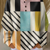 Карин | Суитър с цветен каре дизайн