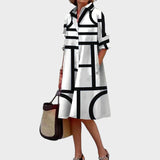 Драгана - Женска рокля с геометричен принт