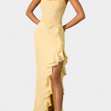 Филипа Миди Рокля с Корсет и Асиметрични Волани