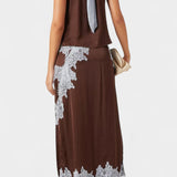 Драгийца Комплект Топ и Пола с Контрастни Чипкови Пана