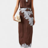 Драгийца Комплект Топ и Пола с Контрастни Чипкови Пана