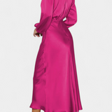 Мария Макси Рокля с Висок Яка и Цветни Детайли