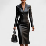 Лада - Тясна рокля от изкуствена кожа